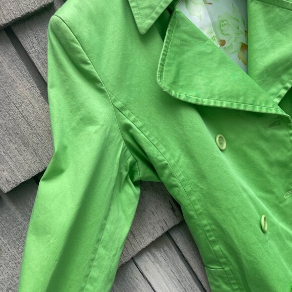 Jessica Trench Coat Jacket Womens Size Large Green Button Spring Dressy - Picture 4 of 6